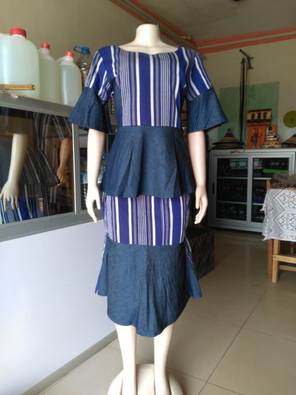 Jupe et chemise en pagne tissé mélange avec tissu – Image 2