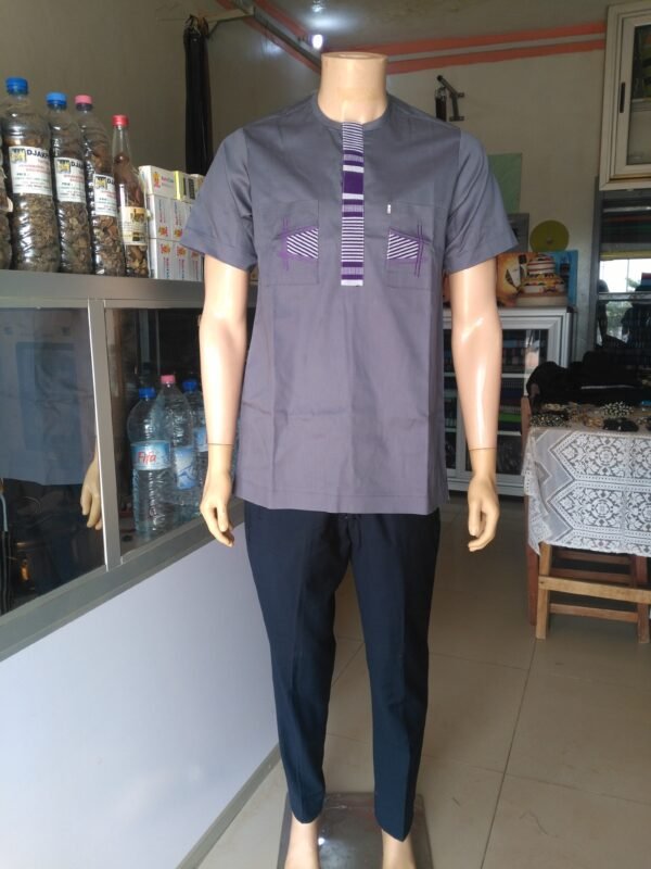 Chemise en pagne tissé mélange avec tissu – Image 10