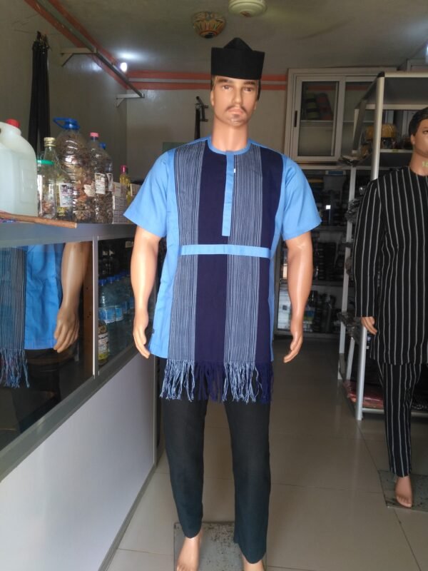 Chemise en pagne tissé mélange avec tissu – Image 2