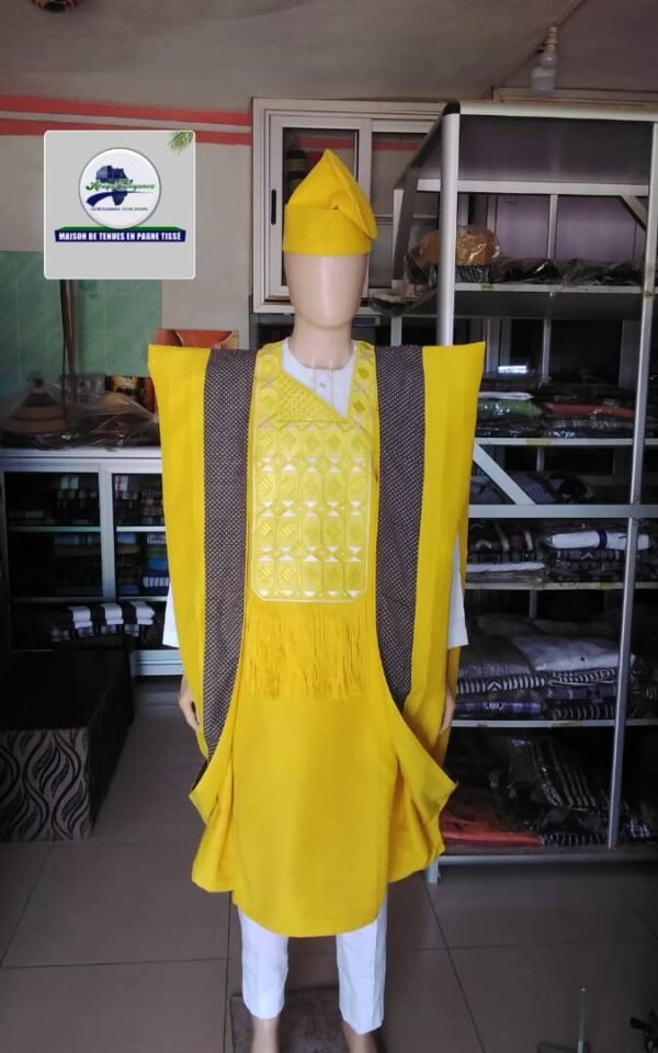 Ensemble agbada trois pièces jaune