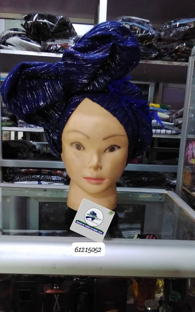 Foulard en pagne tissé bleu