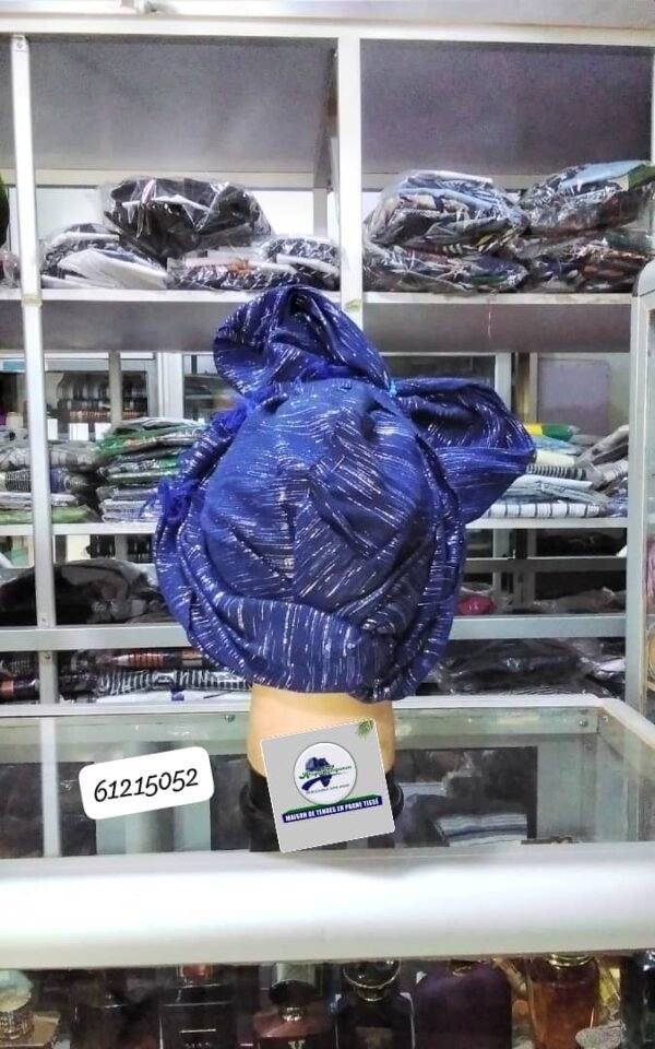 Foulard en pagne tissé bleu – Image 3