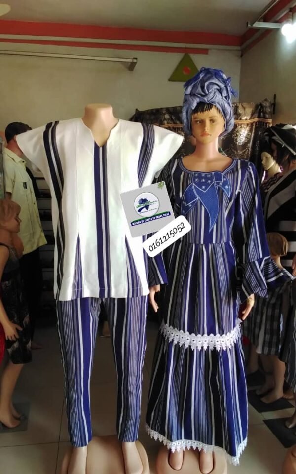 Ensemble couple en pagne tissé