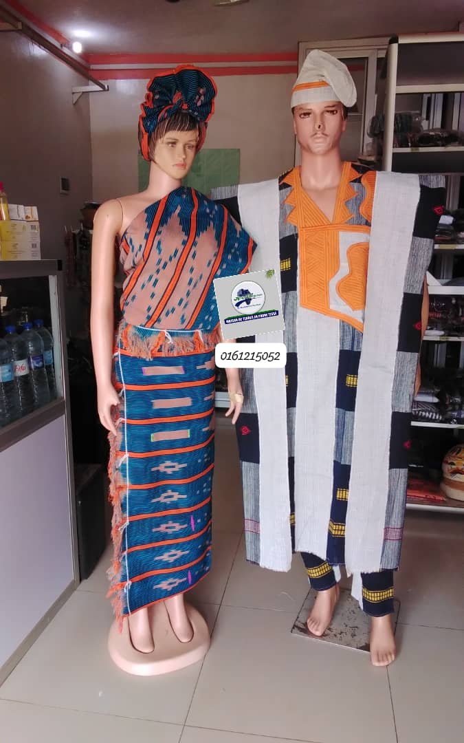 Ensemble couple en pagne tissé
