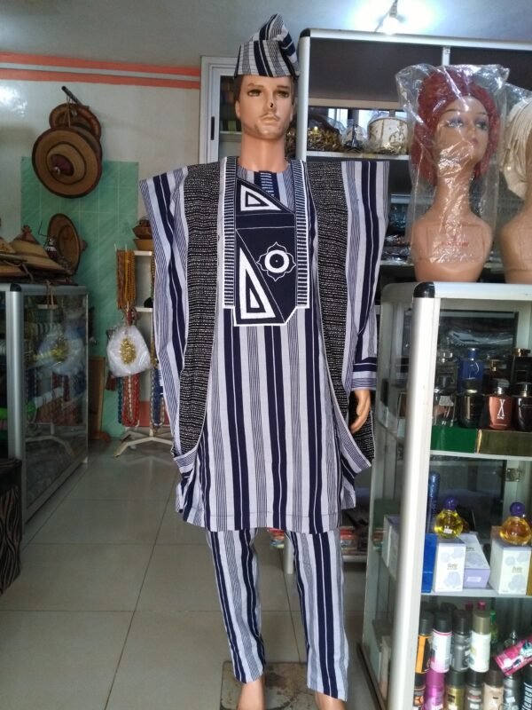 Trois pièces agbada en pagne tissé
