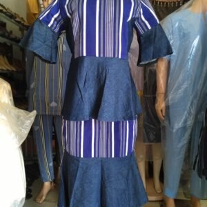Jupe et chemise en pagne tissé